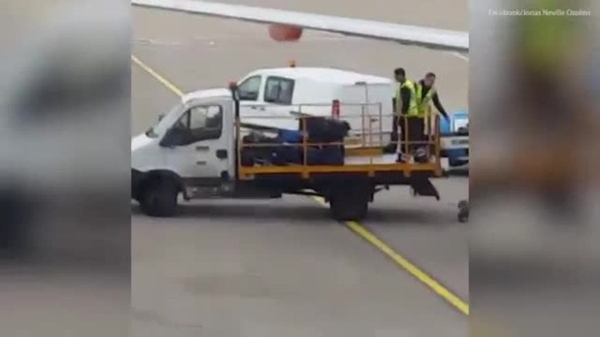 Así tiran las valijas en los aeropuertos