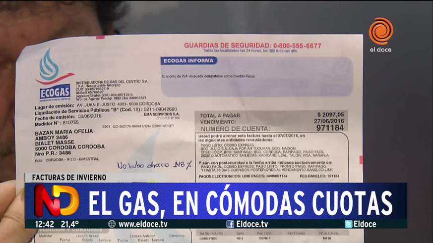 El gas se podrá pagar en cuotas