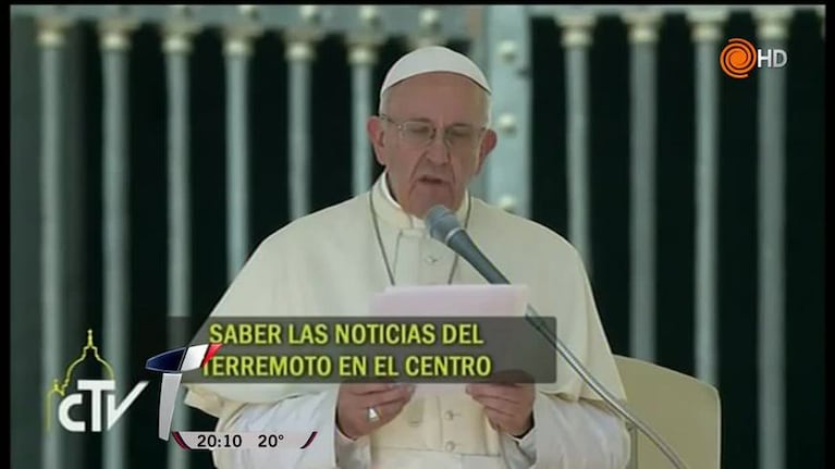El Papa rezó por las víctimas del terremoto en Italia