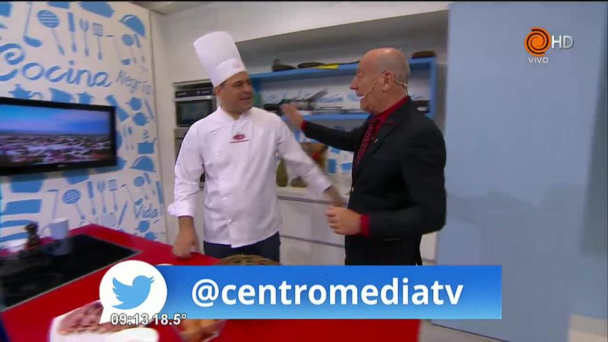 Milanesa de costeleta de cerdo con caponata siliciana