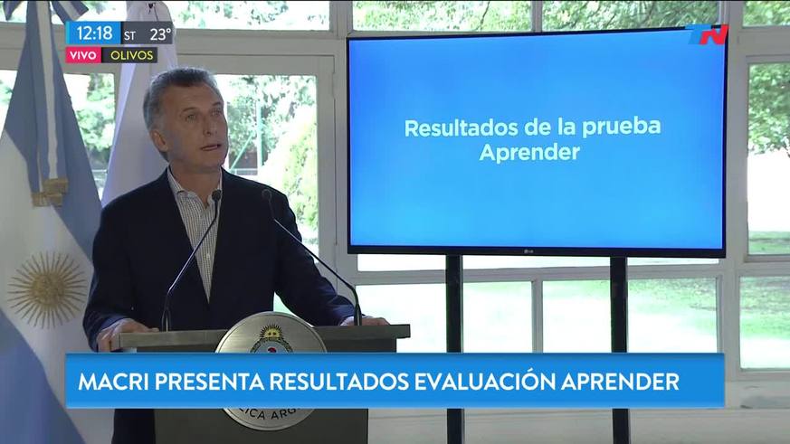 Macri anunció los resultados de las pruebas "Aprender"