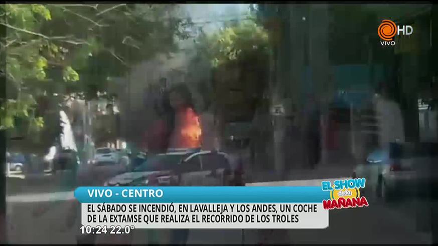 Fuego y explosión de un colectivo