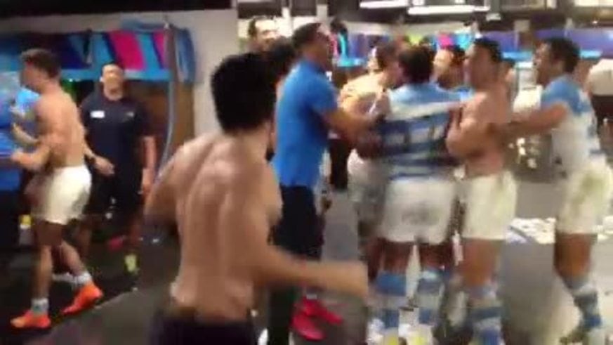 El festejo de Los Pumas en el vestuario