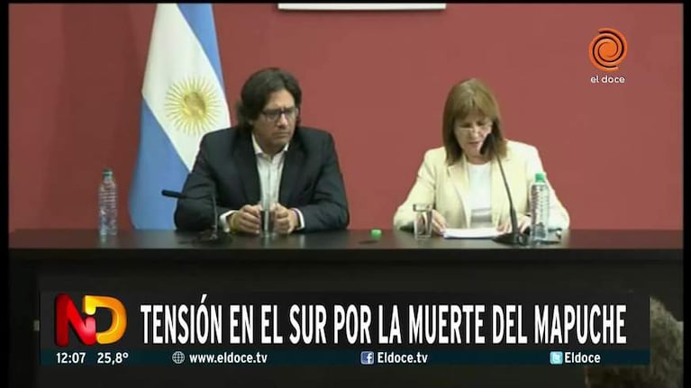 Bullrich por la muerte del mapuche en Villa Mascardi