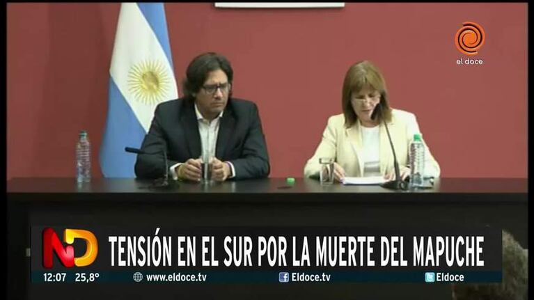 Bullrich por la muerte del mapuche en Villa Mascardi