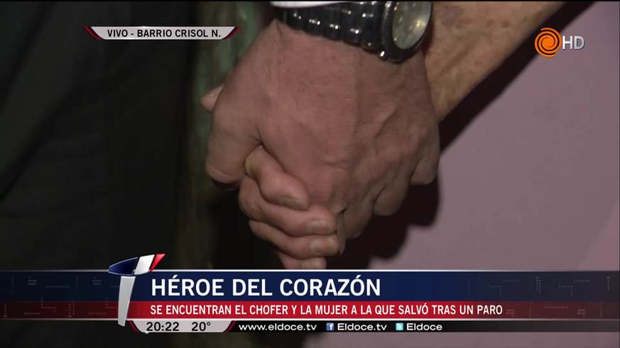 El chofer y la mujer a la que salvó de un paro, juntos en Telenoche