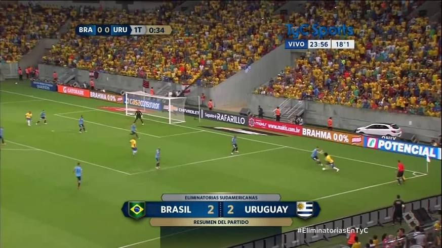 Los goles de Brasil 2-2 Uruguay