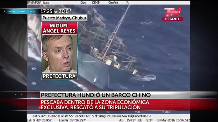 Prefectura hundió un barco chino