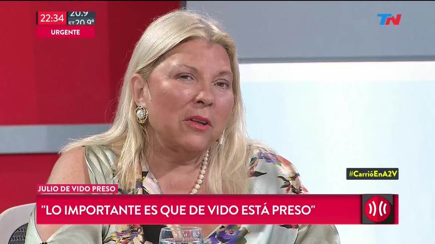 La emoción de Carrió tras la detención de De Vido