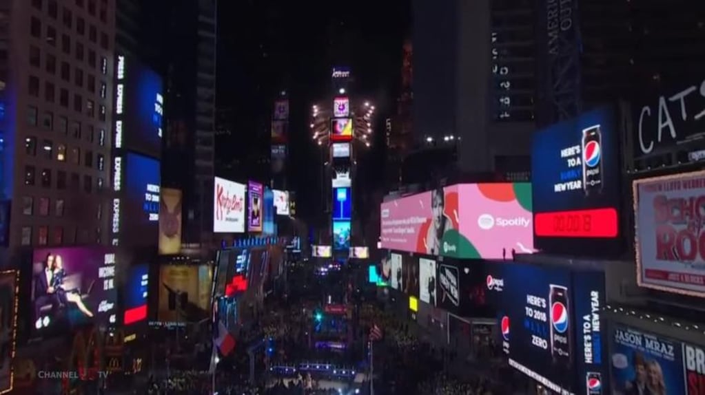La llegada del 2018 en el Time Square de Nueva York