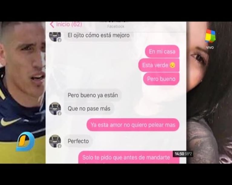 Los chats íntimos entre Centurión y su exnovia