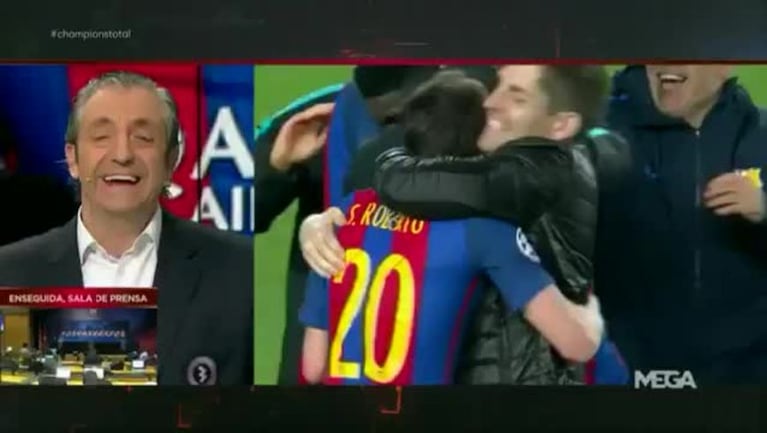 Cómo festejó Messi el gol de Sergi Roberto