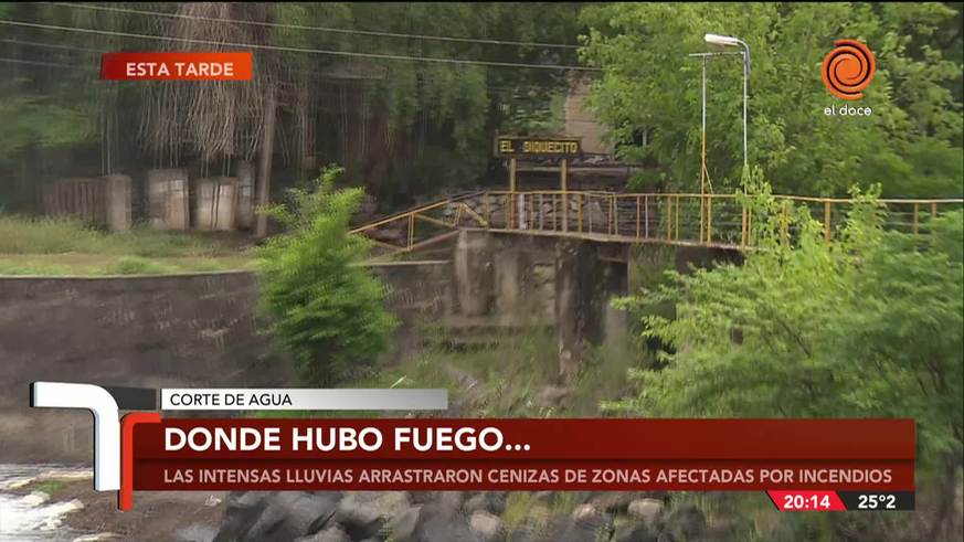 Las cenizas arrastradas por las lluvias afectaron el servicio de agua