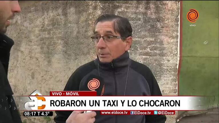 Delincuente robó un taxi y lo chocó contra una casa