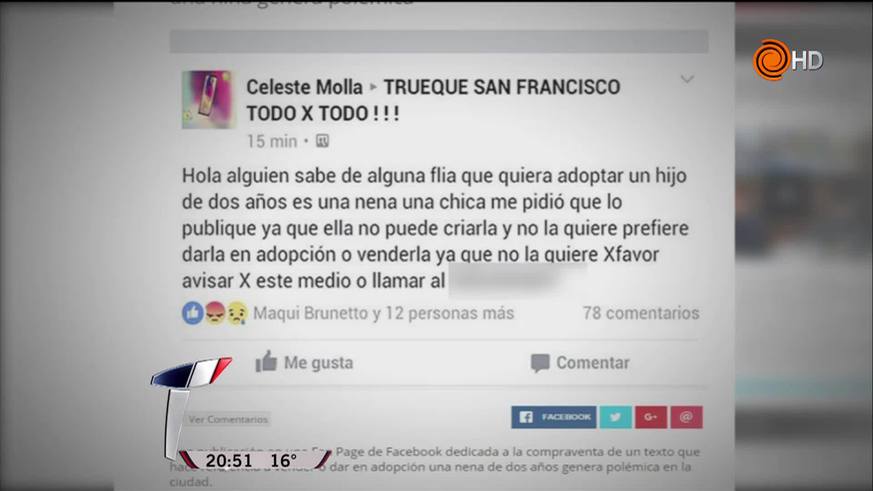 Una madre quiso vender a su hija de dos años por Facebook