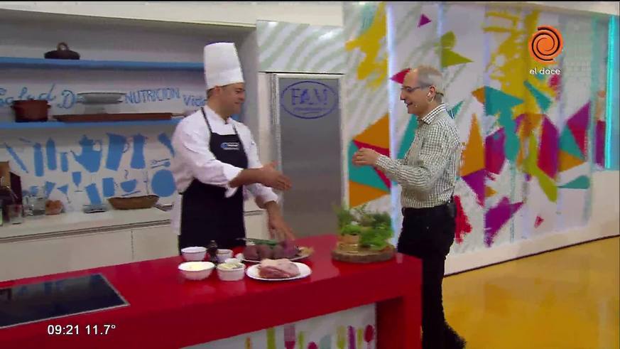 Vacío de cerdo al roquefort con puré de batatas a la miel