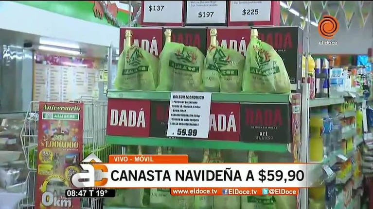 La canasta navideña a 59,90 pesos en Córdoba