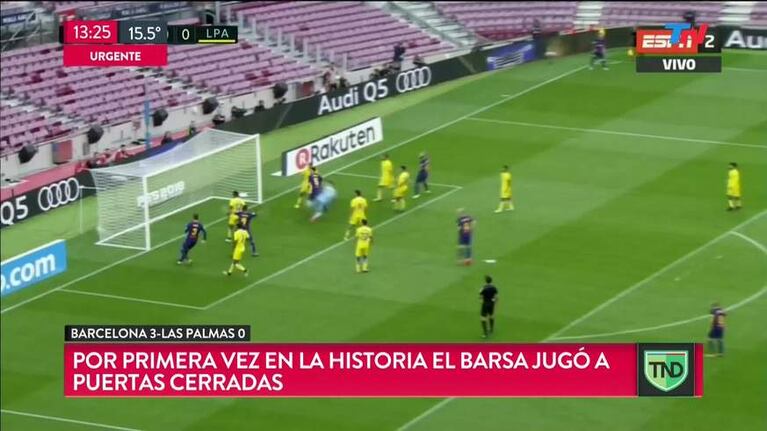 Dos goles de Messi en un partido sin público