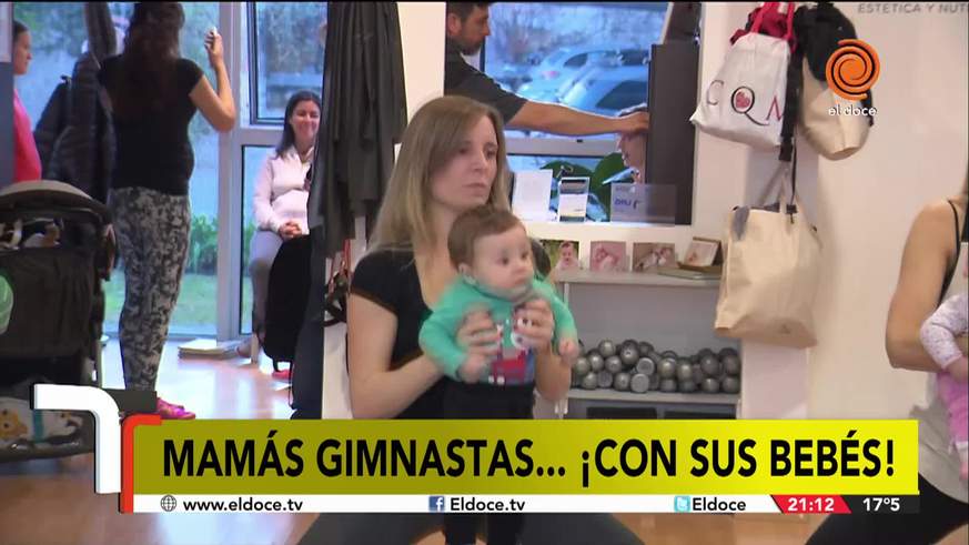 Una tendencia que crece: mamás hacen gimnasia con sus bebés