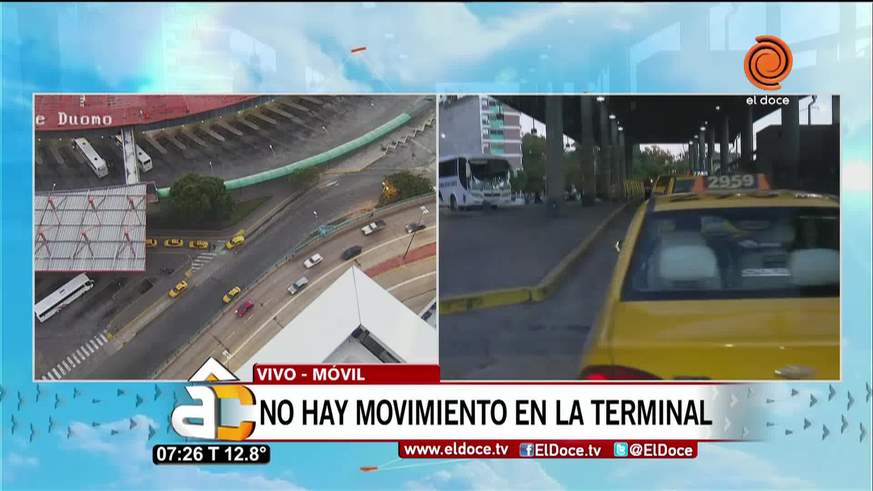 Paro Nacional: terminal casi vacía pero taxis trabajando