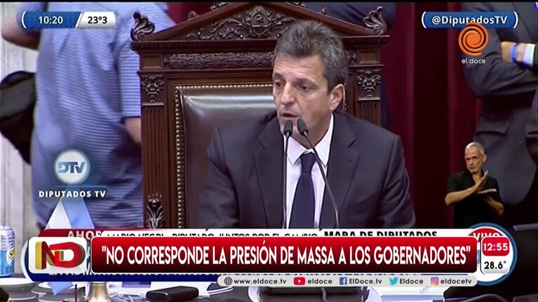 Presupuesto 2022: Negri calificó los dichos de Massa como "una amenaza”