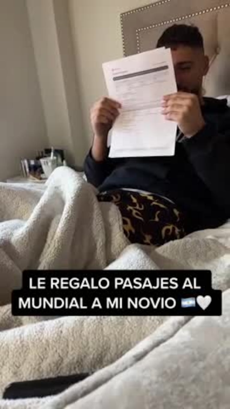 Una joven sorprendió a su novio con pasajes al Mundial de Qatar