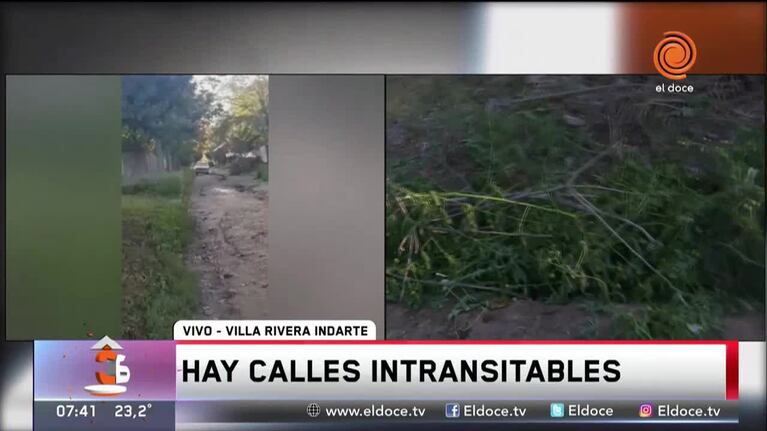 Las calles destruidas de Villa Rivera Indarte