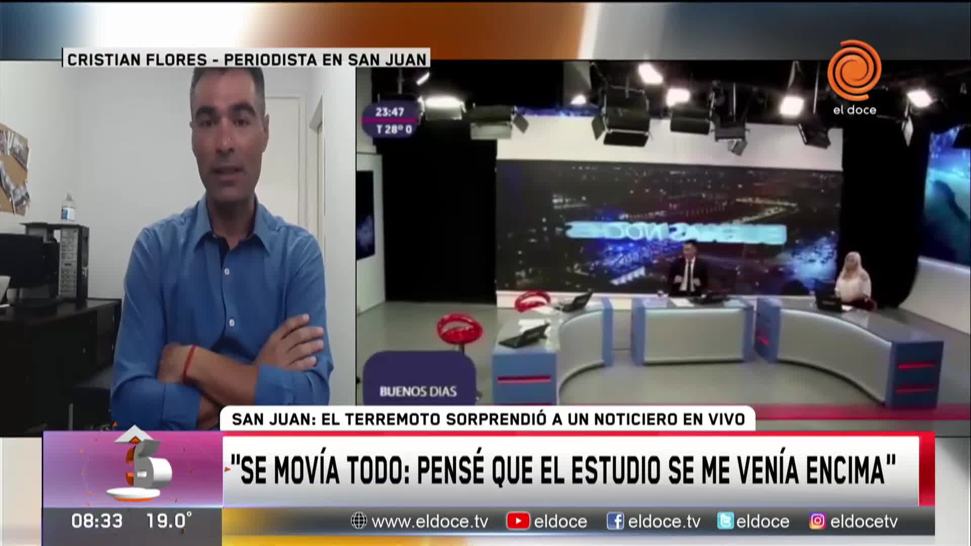 Sismo en vivo: "Pensé que se me venía el estudio encima"