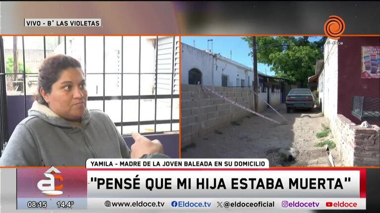 El dolor de la madre de la adolescente baleada en Las Violetas