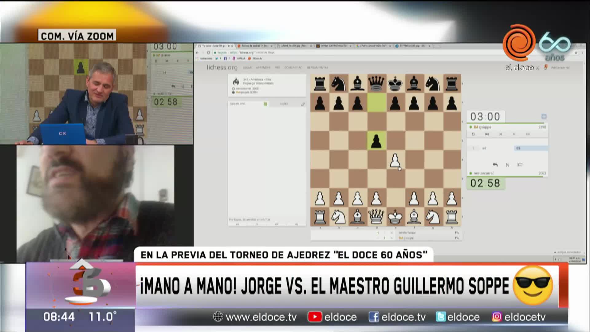 Jorge Cuadrado y Guillermo Soppe jugaron en la previa del Torneo de ajedrez