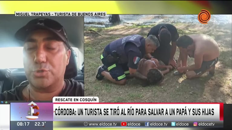 Rescató a tres turistas que se ahogaban en el río