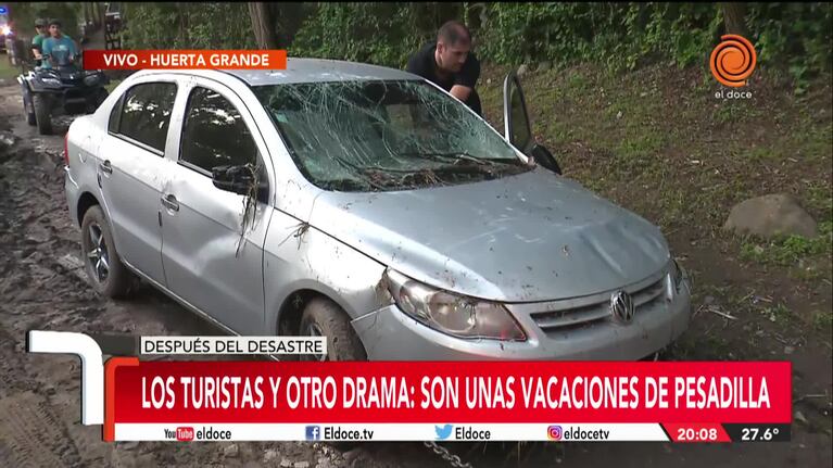 Vacaciones de pesadilla: el temporal les destrozó los autos