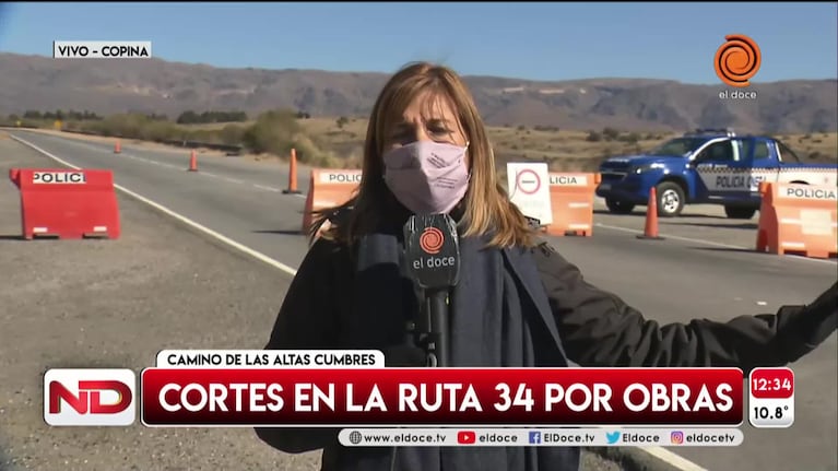 Altas Cumbres: cortan la ruta 34 por obras en Quebrada del Condorito