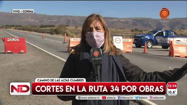 Altas Cumbres: cortan la ruta 34 por obras en Quebrada del Condorito
