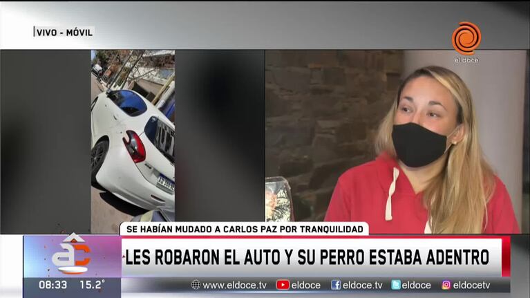 Les robaron el auto con su perro adentro