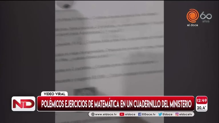 Polémica por los ejercicios matemáticos en un cuadernillo