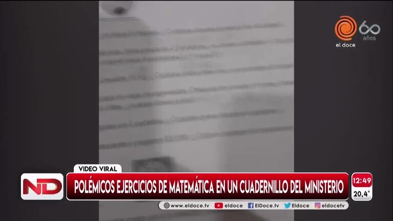 Polémica por los ejercicios matemáticos en un cuadernillo