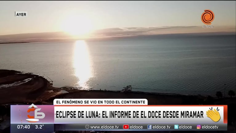 El Doce mostró el eclipse lunar de principio a fin 