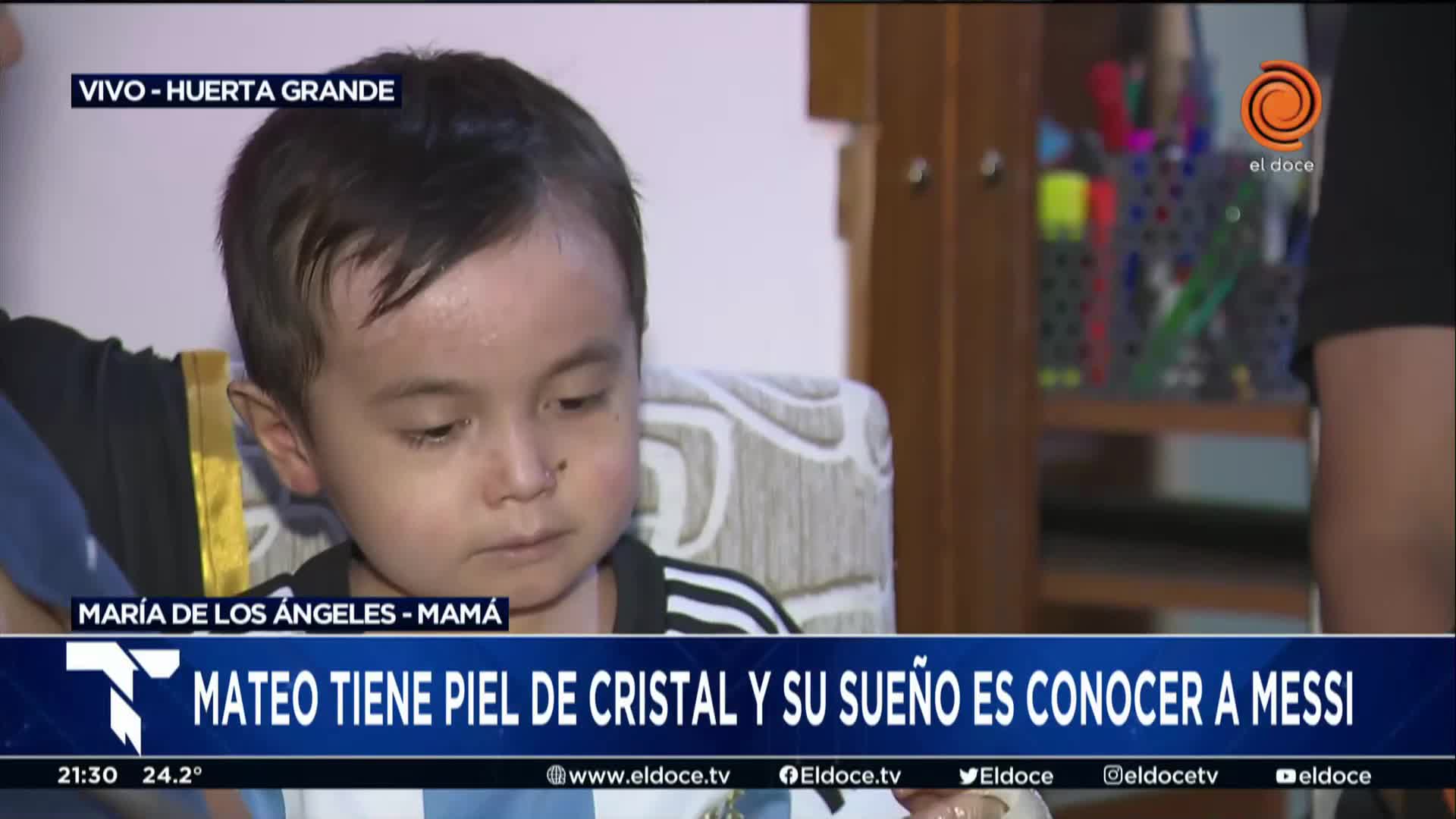 Mateo, el niño con piel de cristal y su sueño de conocer a Messi