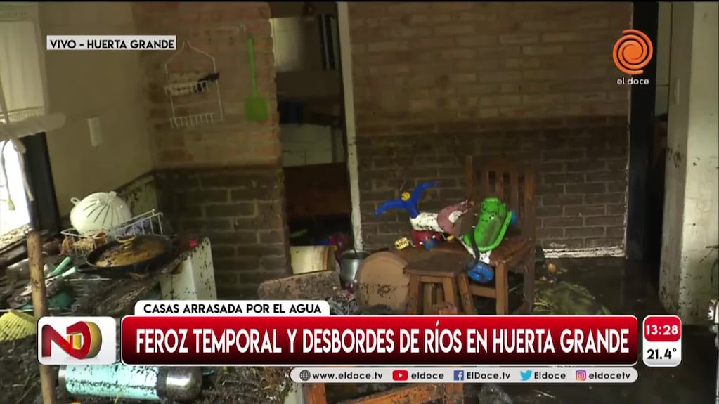 Huerta Grande: recién se mudaban y la creciente les destrozó la casa