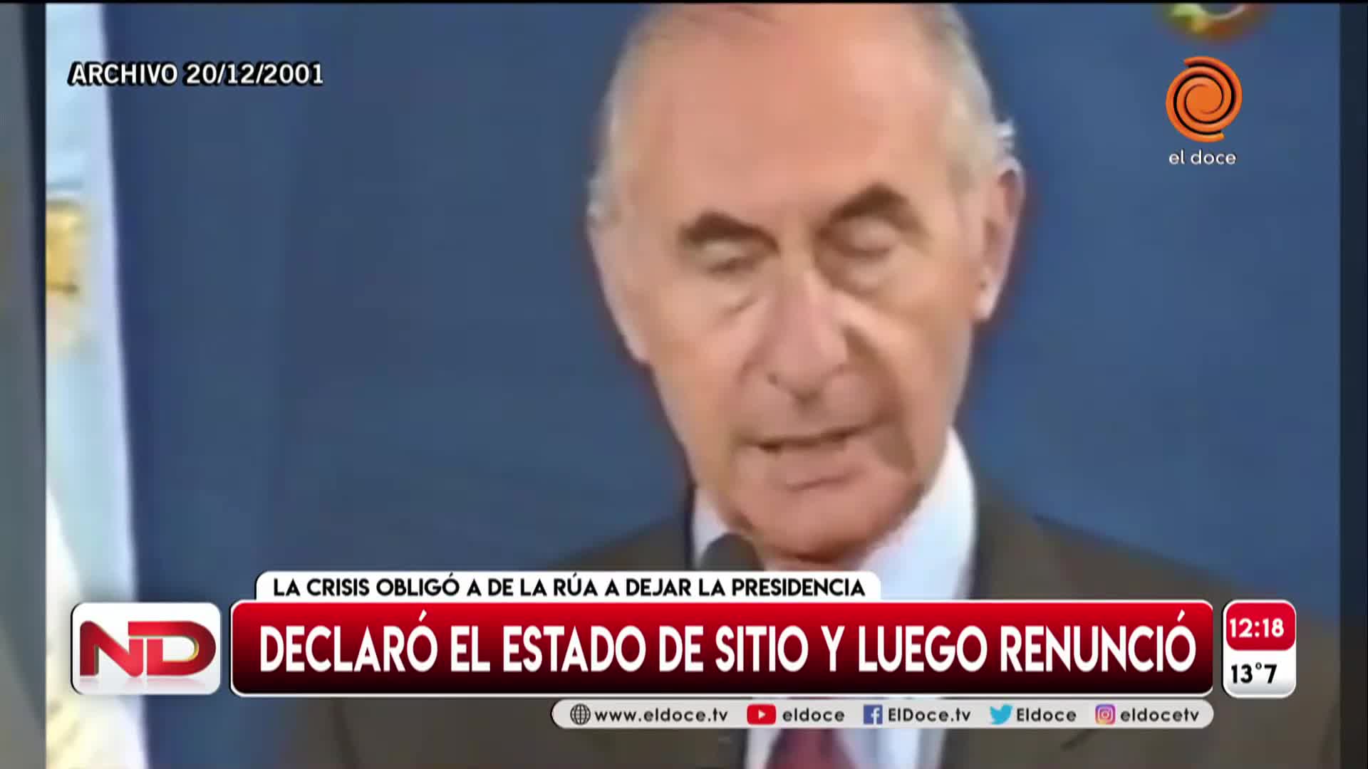 De la Rúa: del estado de sitio a su salida en helicóptero