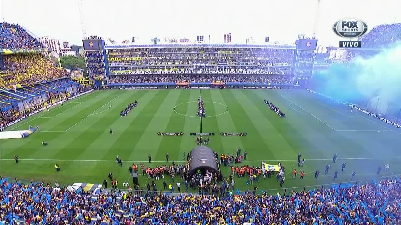 Boca-River: la salida de los jugadores a la cancha