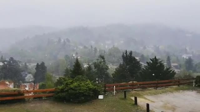 En el inicio de octubre, nevó en La Cumbrecita