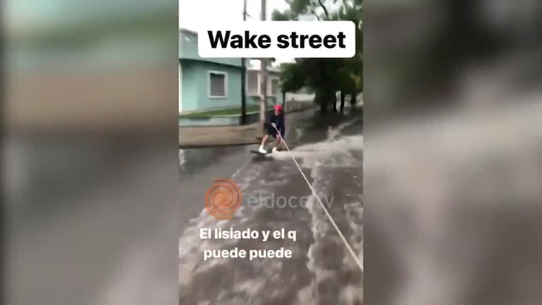 Hicieron wakeboard en la calle en Córdoba