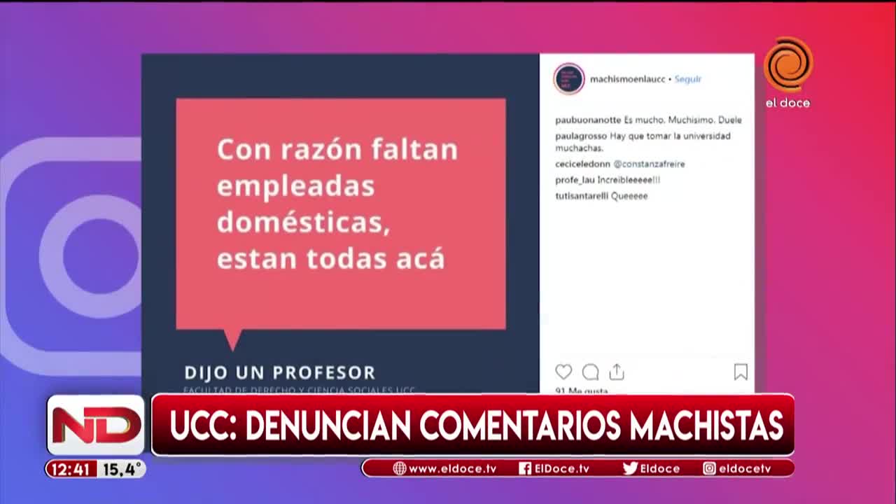 Denunciaron comentarios machistas en la UCC