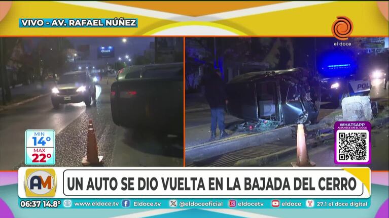 Un auto se dio vuelta en la bajada del Cerro