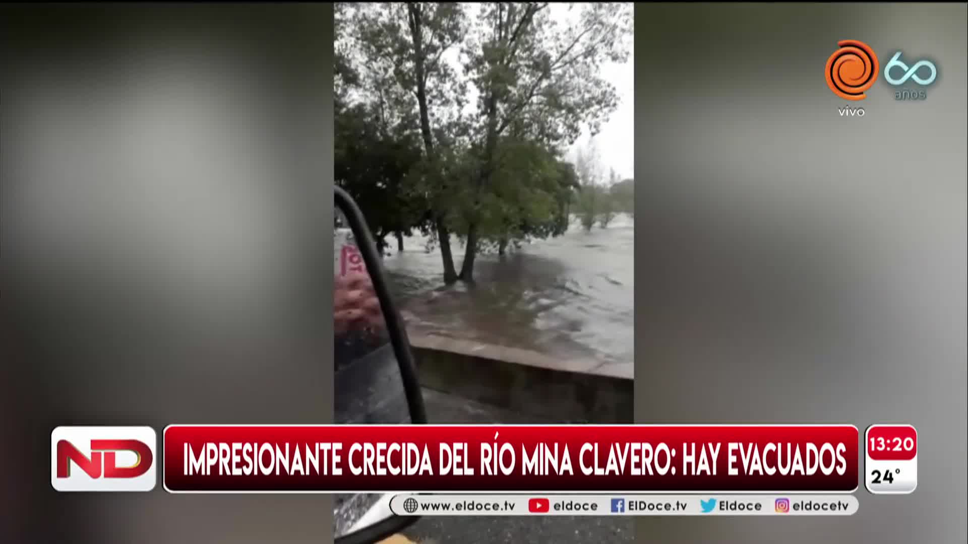 Desbordó el río en Mina Clavero y hay evacuados