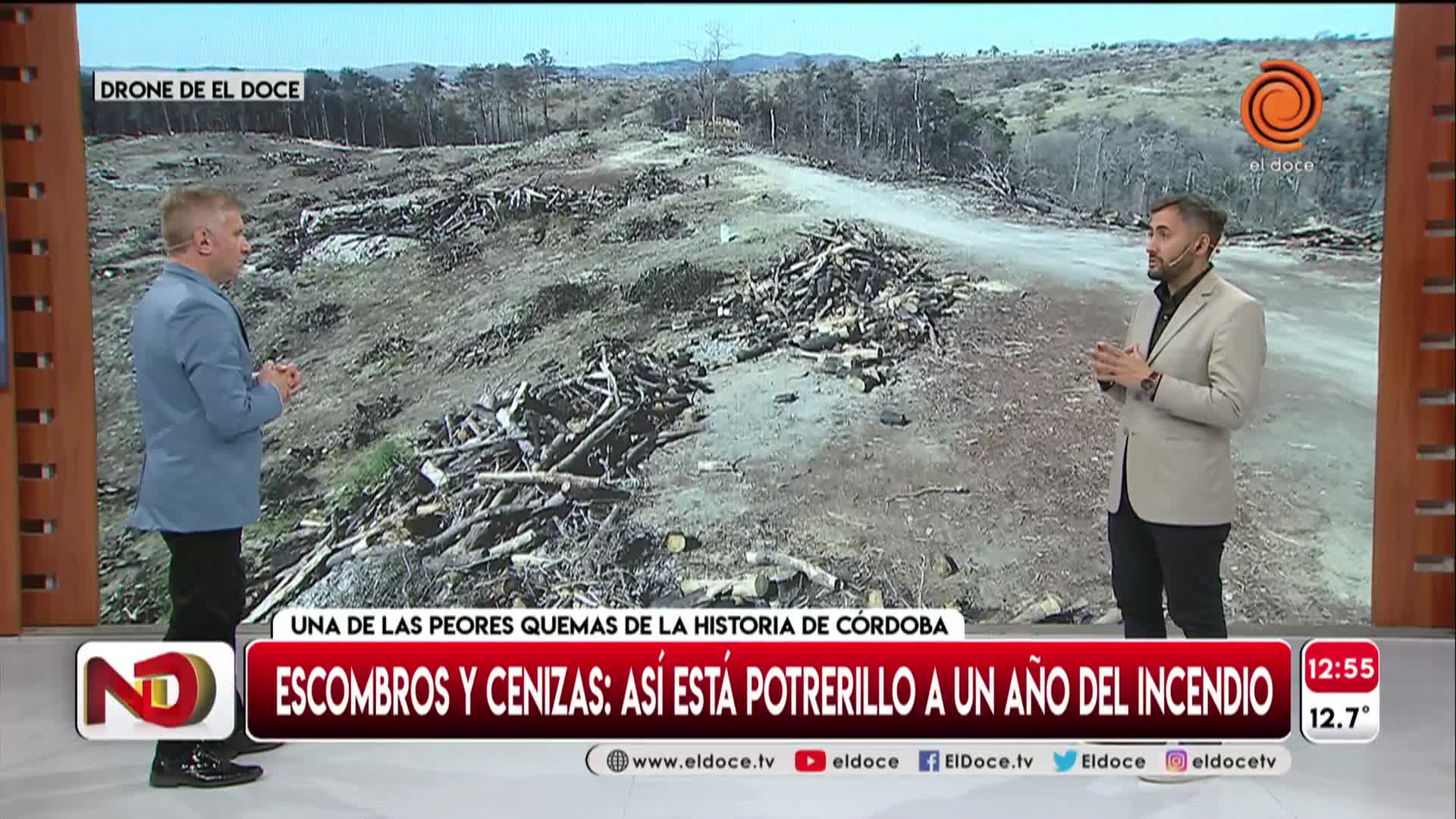 El antes y el después del incendio en Potrerillo