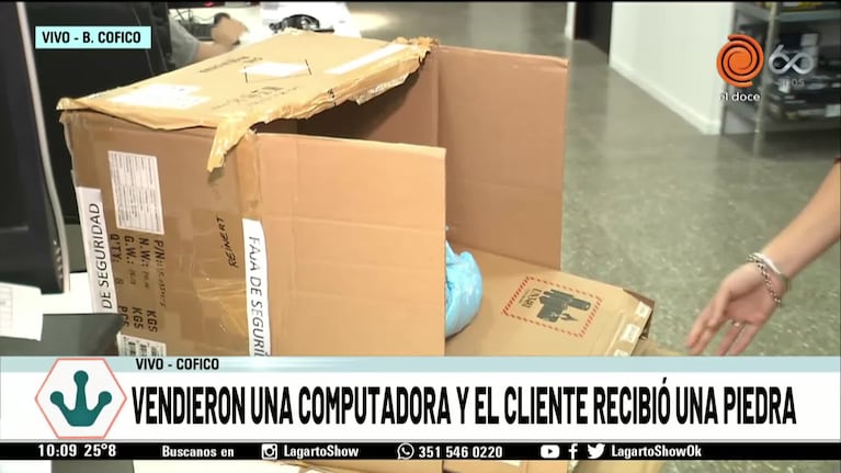 Compró una computadora en Córdoba: le llegó una piedra