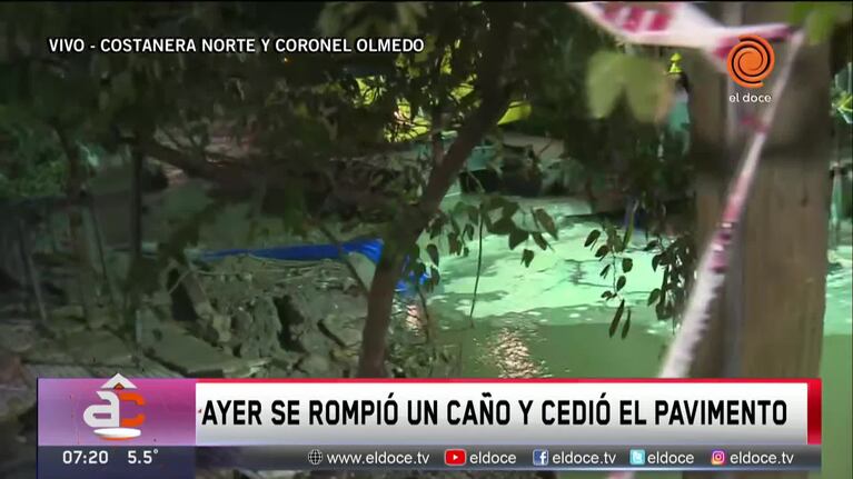 Por los trabajos para arreglar el cráter cortan la Costanera